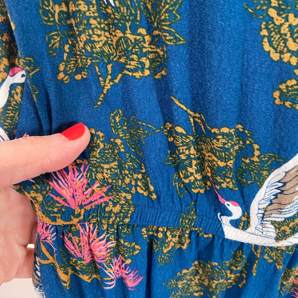 Express Colorful Egret Print Ruffled Romper - Picture 8 of 9